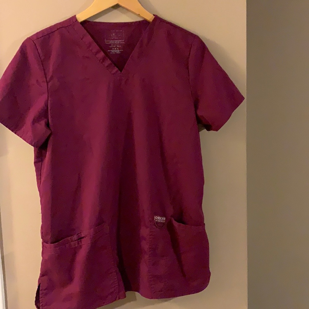Maroon scrub top and bottom